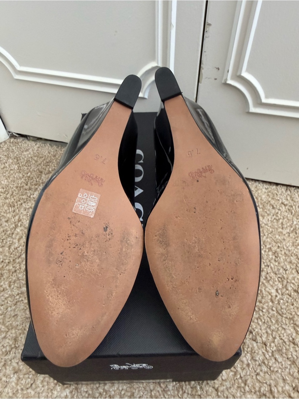 Coach Rileigh Black Patent Leather Wedges - Picture 6 of 6